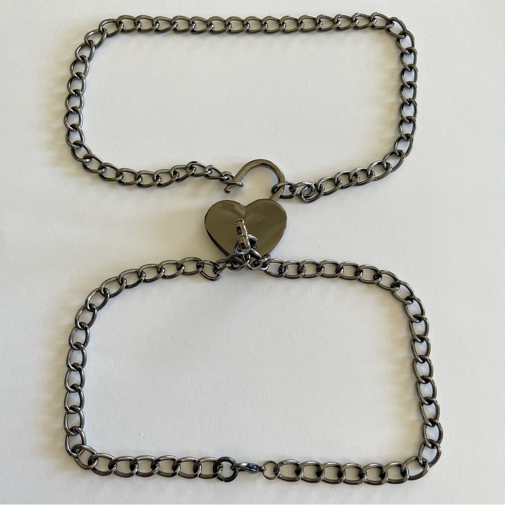 Heart Lock & Key Choker Necklace Set